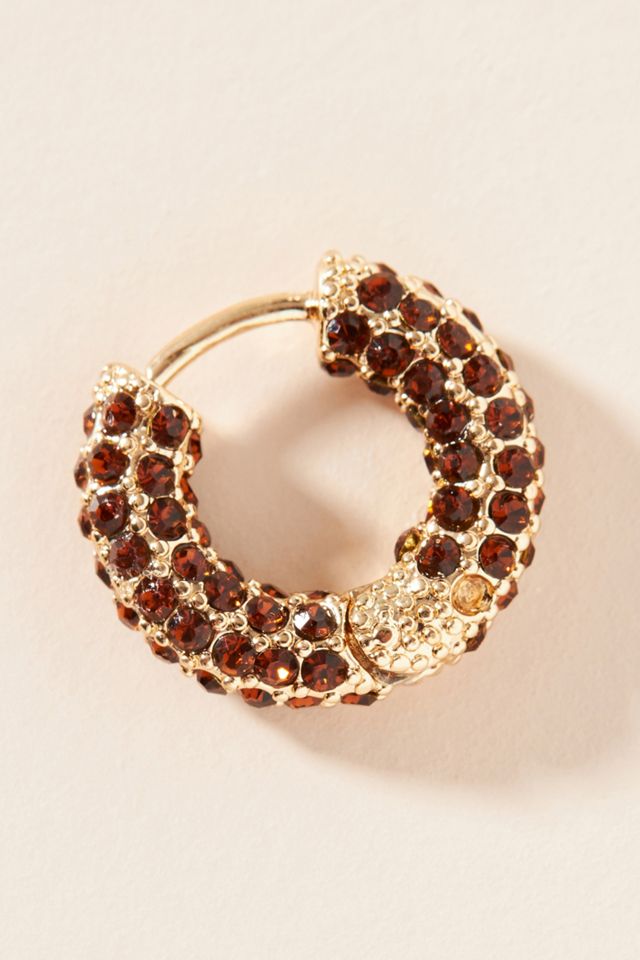 Rhinestone Huggie Hoop Earrings #1