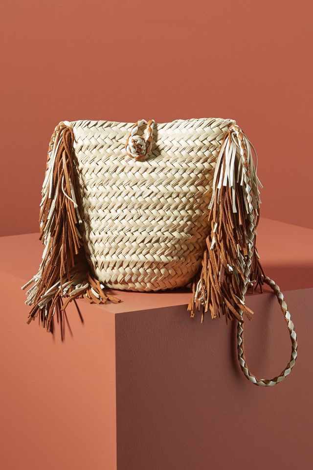 ANTHRO En Shalla Woven Basket store Bucket Bag