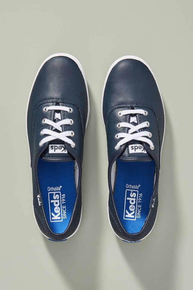 Navy hot sale leather keds