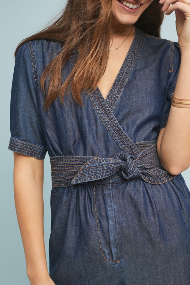 Pilcro Belted Denim Romper #2