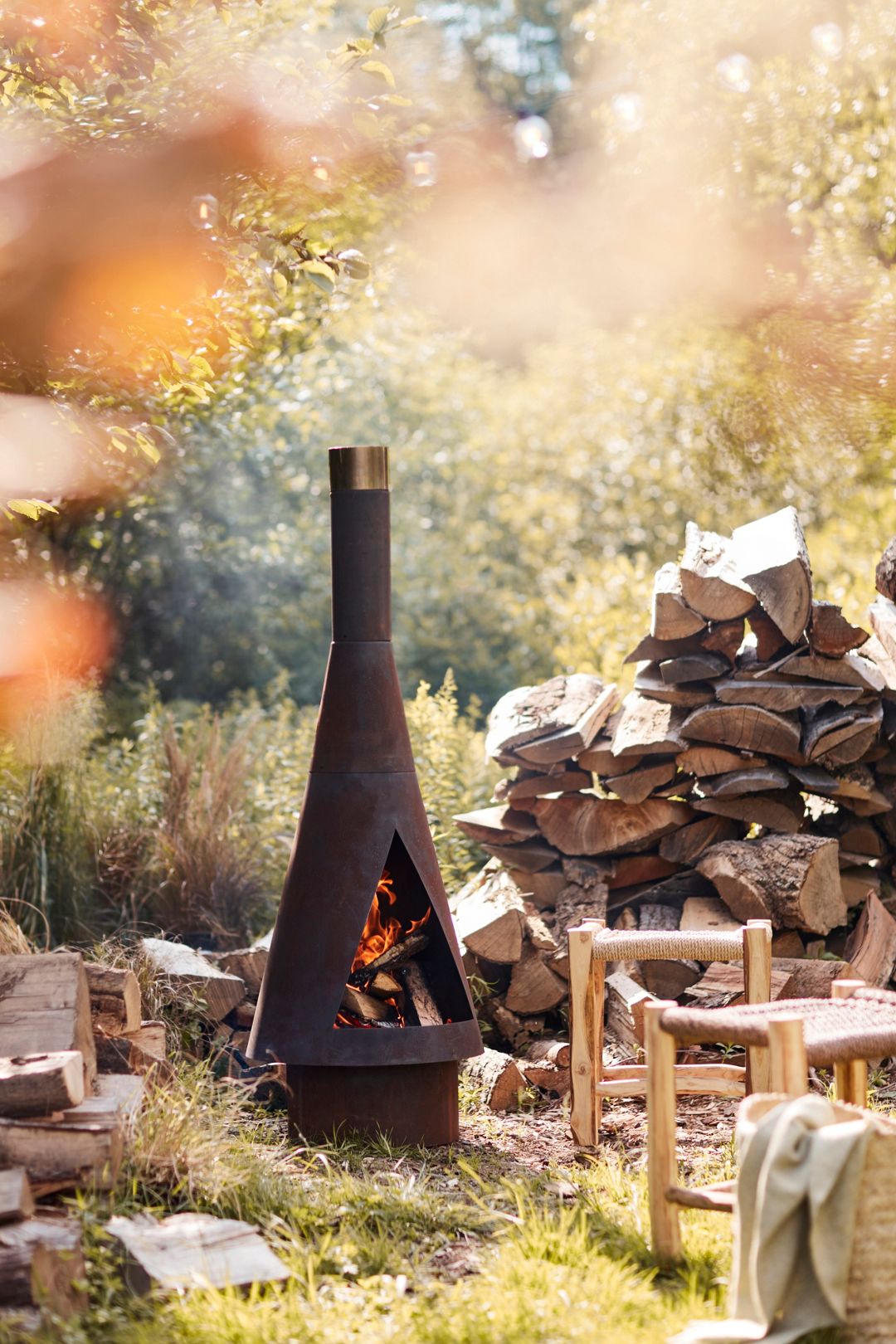 Angled Obelisk Chiminea - Dark Orange, Standard, SMALL