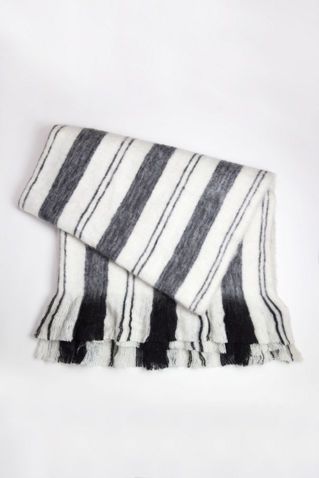 Archive New York Black & White Striped Fuzzy Blanket #1