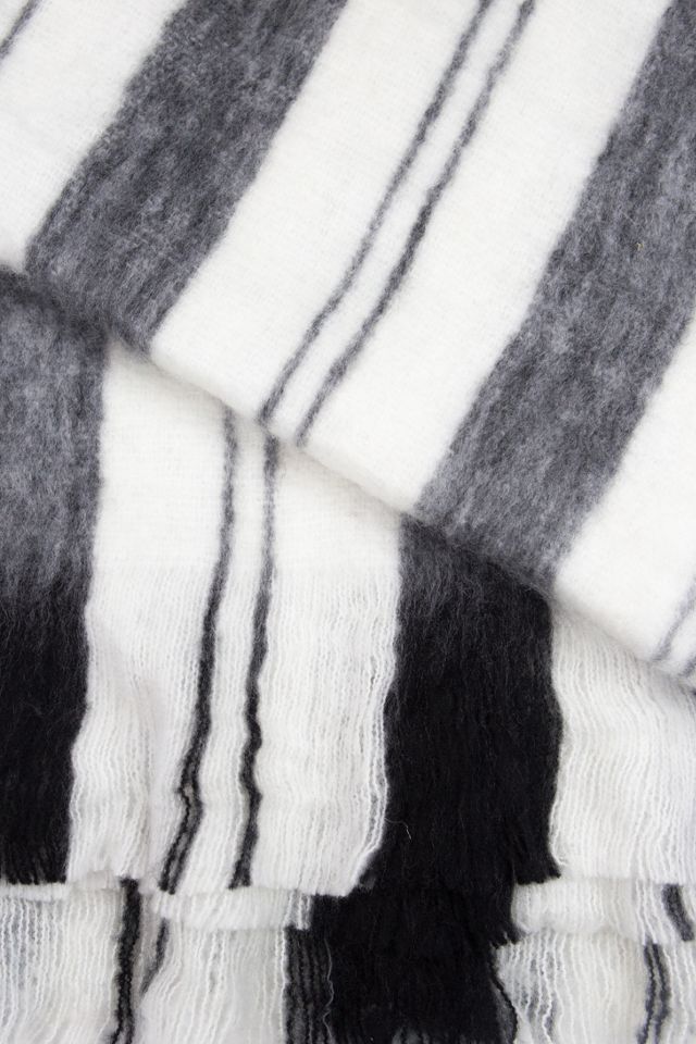 Archive New York Black & White Striped Fuzzy Blanket #2