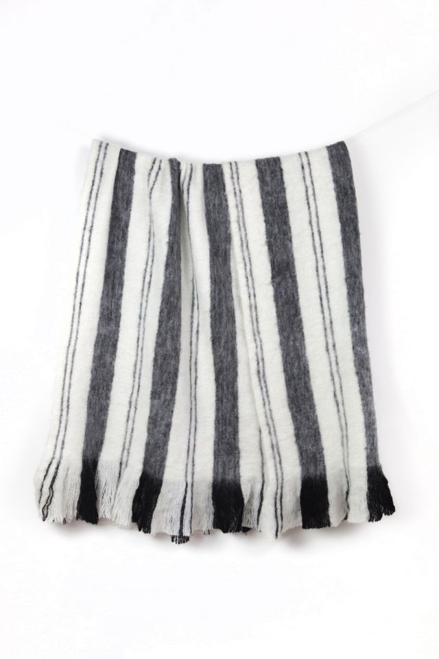 Archive New York Black & White Striped Fuzzy Blanket #3