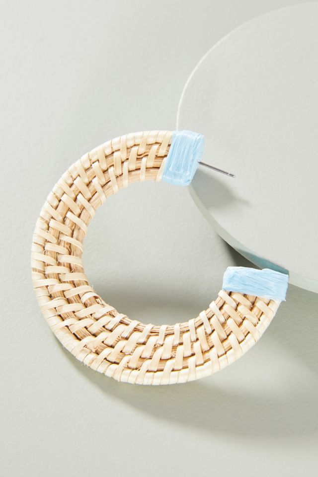 Woven Wicker Hoop Earrings #1