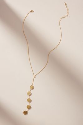 Golden Disc Lariat Necklace