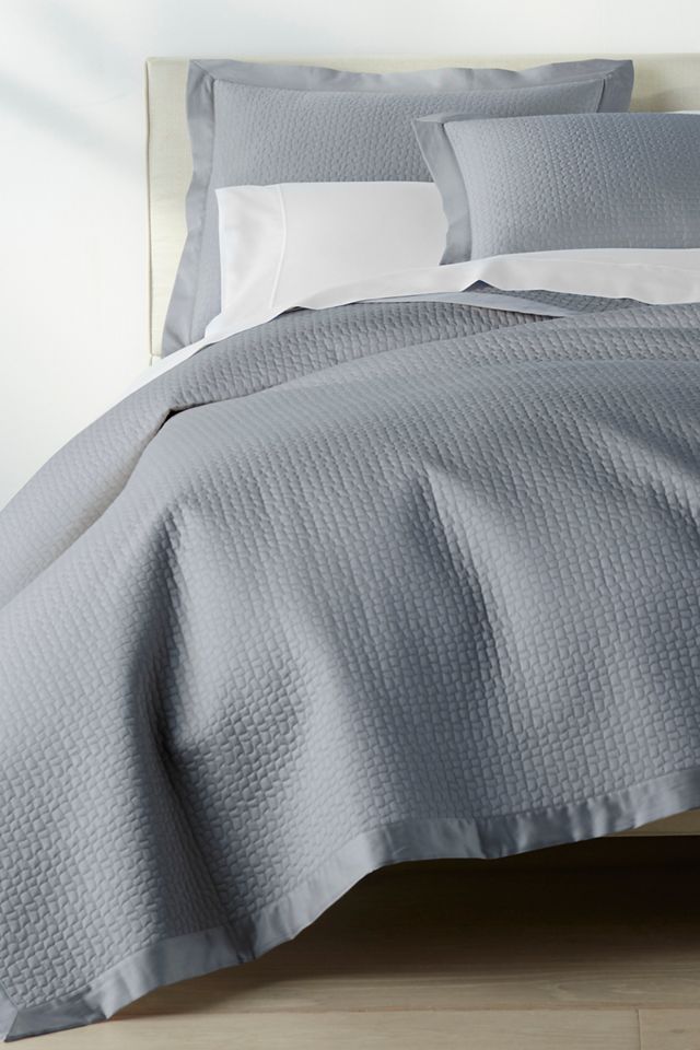 Hamilton Blue Quilted Polyester Coverlet, Twin Size