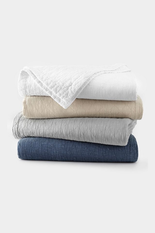Hamilton Blue Quilted Polyester Coverlet, Twin Size
