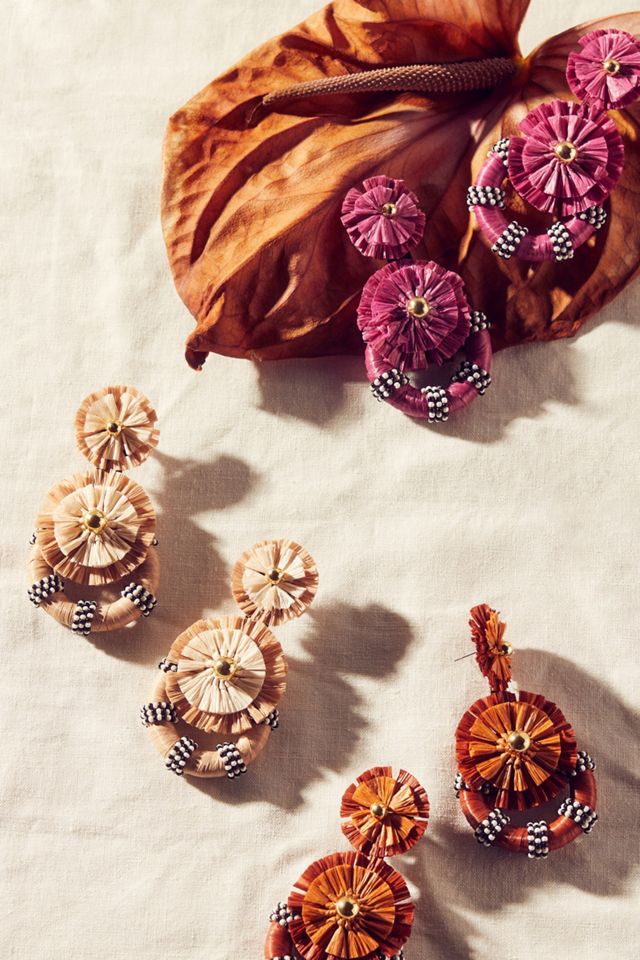 Raffia Sunburst Drop Earrings #3
