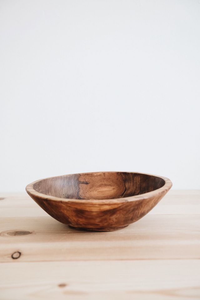 Roan Iris Hand Carved Olive Wood Serving Bowl #1
