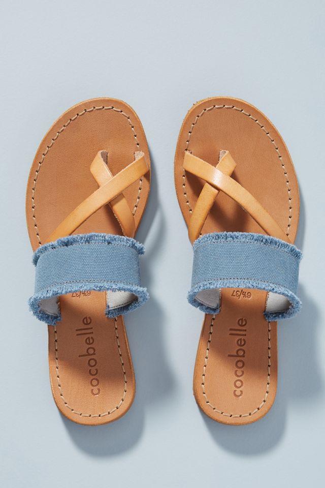 Cocobelle Frayed Denim Slide Sandals #1