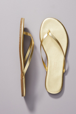 Tkees Metallics Leather Flip Flops In Gold