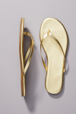 TKEES TKEES METALLIC LEATHER THONG SANDALS