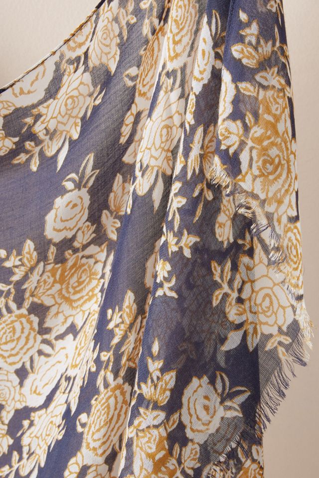 Alexis Floral Frayed Scarf #1