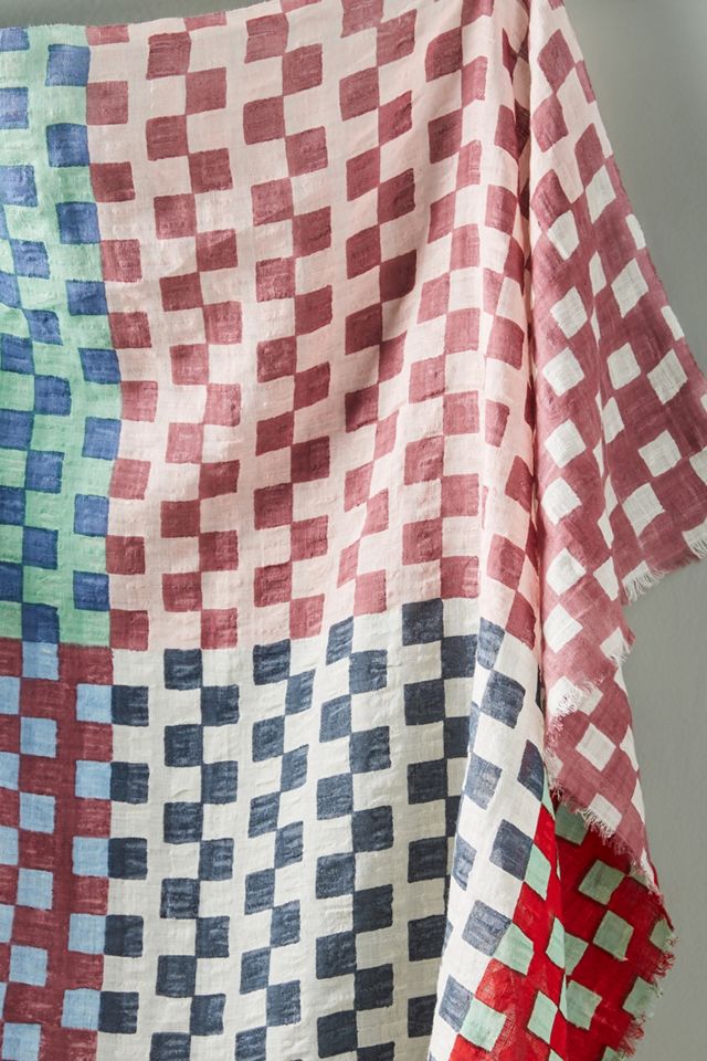 Checkered Linen Scarf