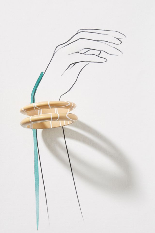 Elk Geometric Wooden Bangle Set #2