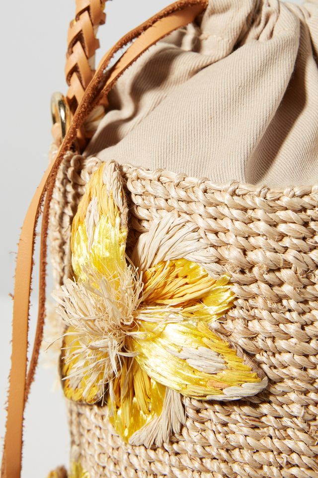 Aranaz Lulu Flower Embellished Bucket Bag