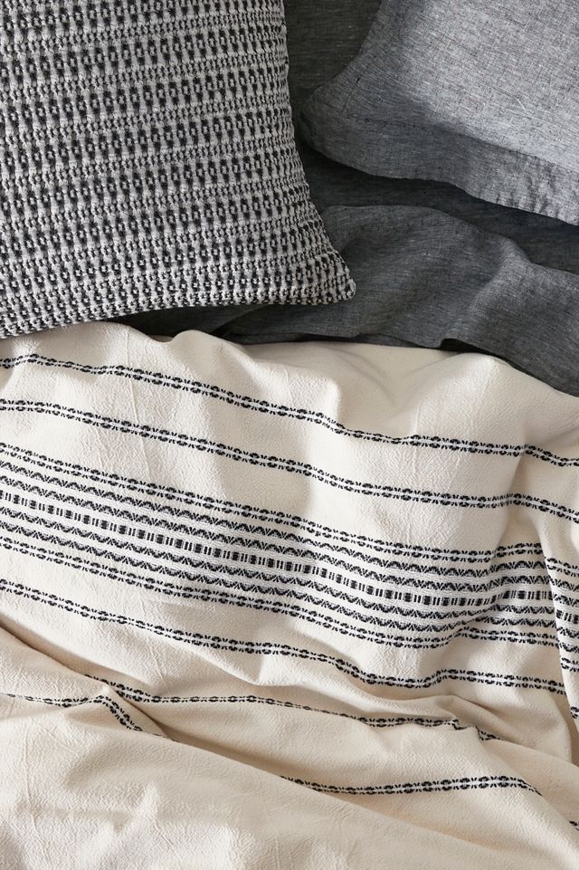 Ivory and Black Organic Cotton King Duvet Cover