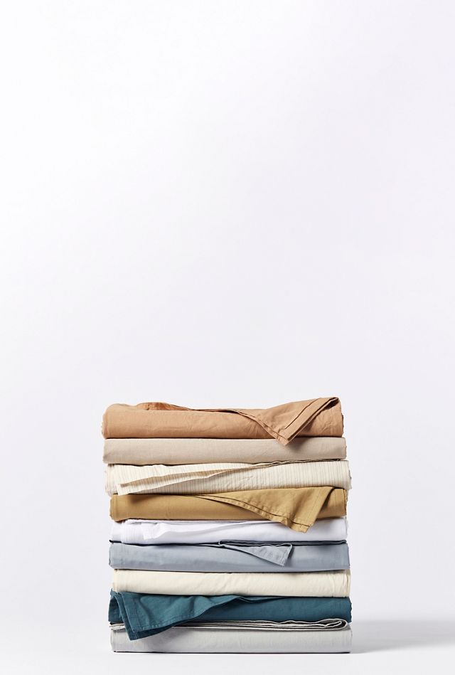 Twin Pewter Organic Cotton Crinkled Percale Sheet Set