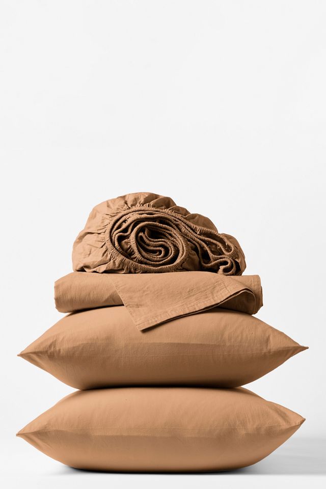 Twin Ginger Organic Cotton Percale Sheet Set