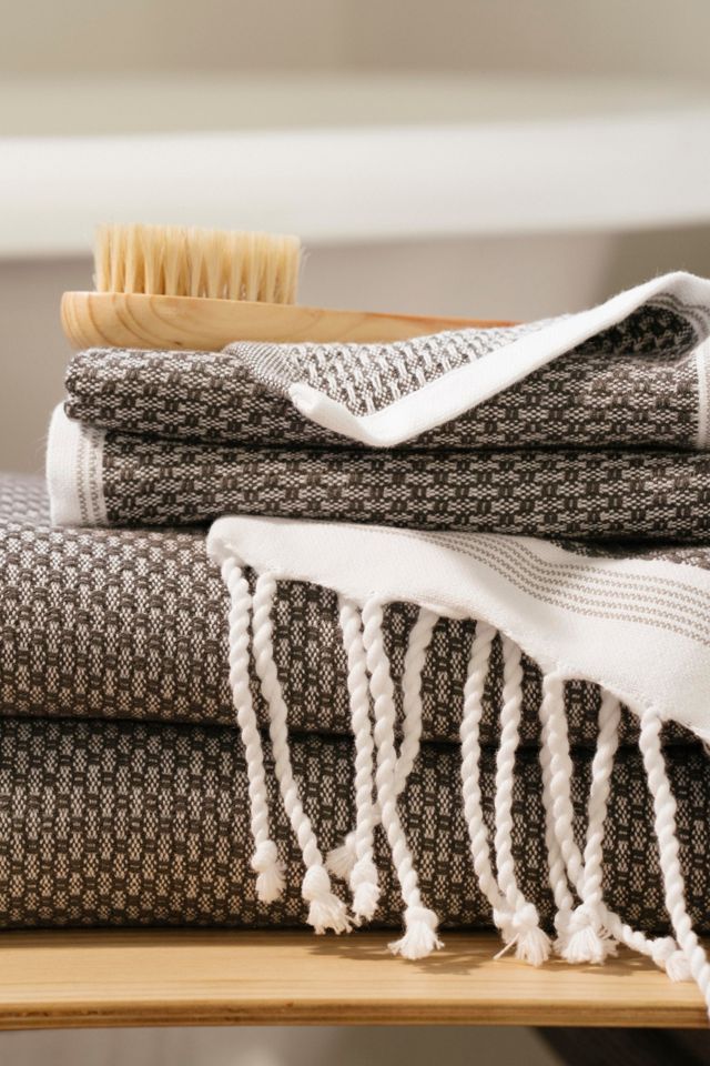 Shadow Turkish Organic Cotton Washcloth with Dobby Border