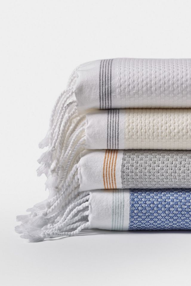 Lake Blue and Sea Spray Stripe Organic Turkish Cotton 6-Piece Towel Set