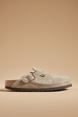 Birkenstock Boston Soft Footbed Suede Clog In Beige