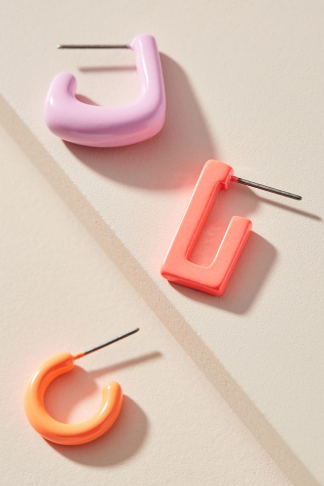 BaubleBar Enamel Hoop Earring Set #1