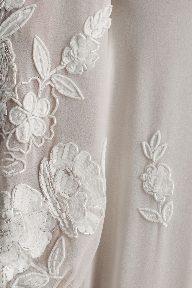 BHLDN Nassau Long-Sleeve Deep-V Embroidered Side-Slit Wedding Gown #4