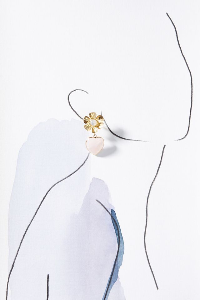 Nicola Bathie Jewelry Flower Heart Drop Earrings #2