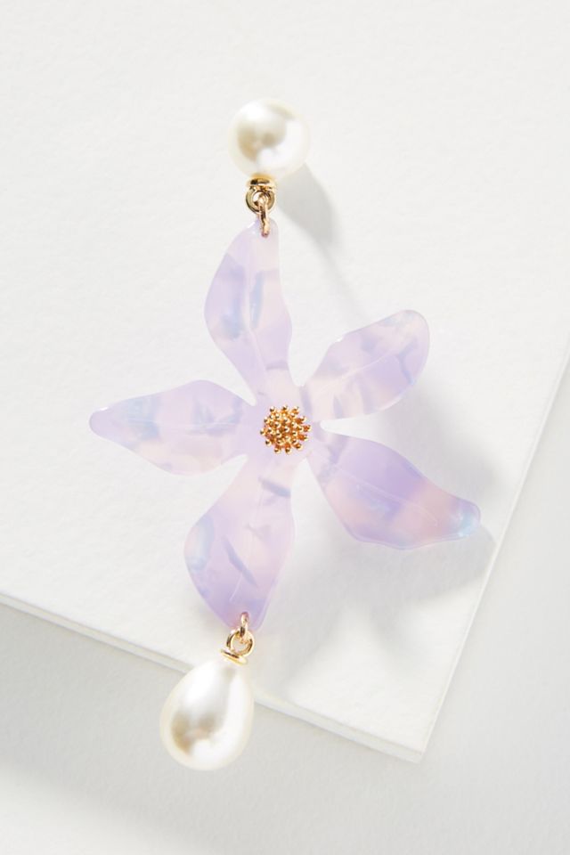 Nicola Bathie Jewelry Lilac Bloom Pearl Drop Earrings #1