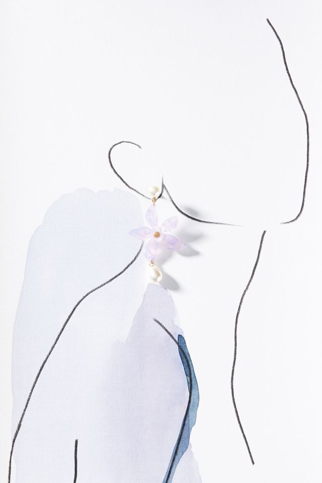 Nicola Bathie Jewelry Lilac Bloom Pearl Drop Earrings #2