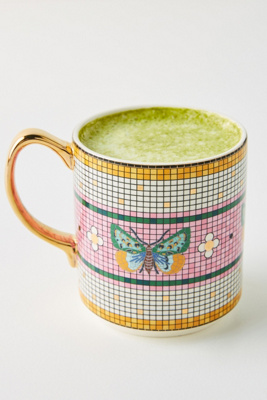 Set of 6, The Bistro Tile Stoneware Mug: Garden Edition