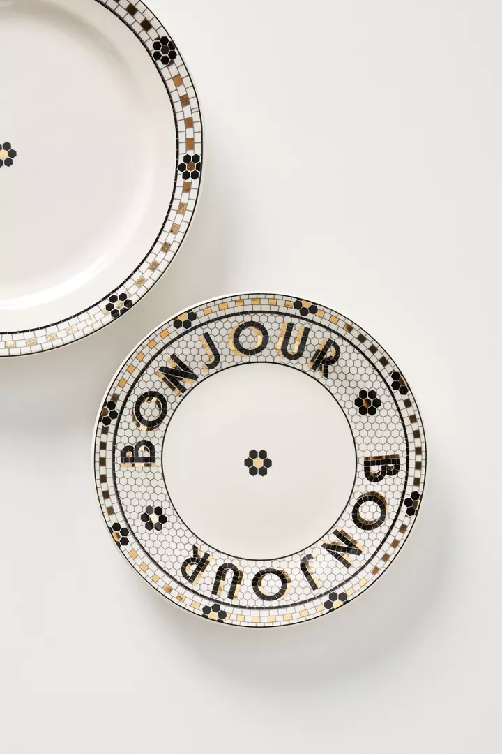 Anthropologie Bistro Tile Bread Plates, Set of 4