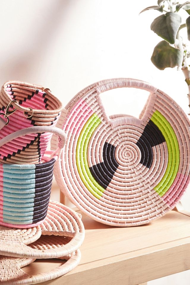 Ellie Neon Woven Circle Clutch #3