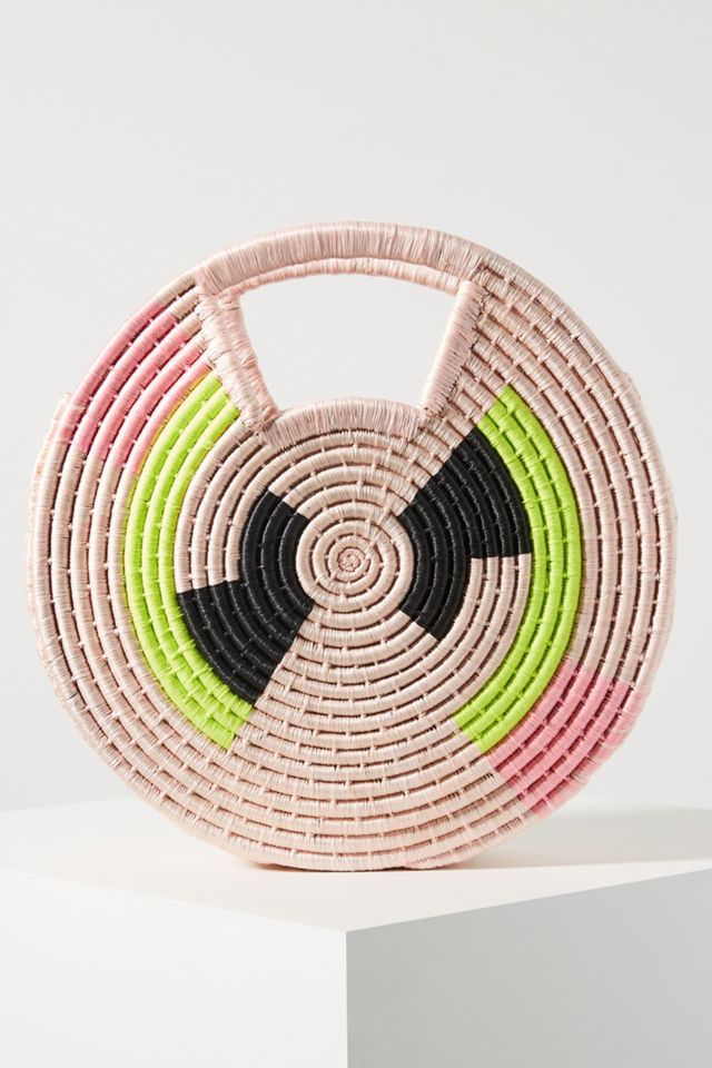 Ellie Neon Woven Circle Clutch #1