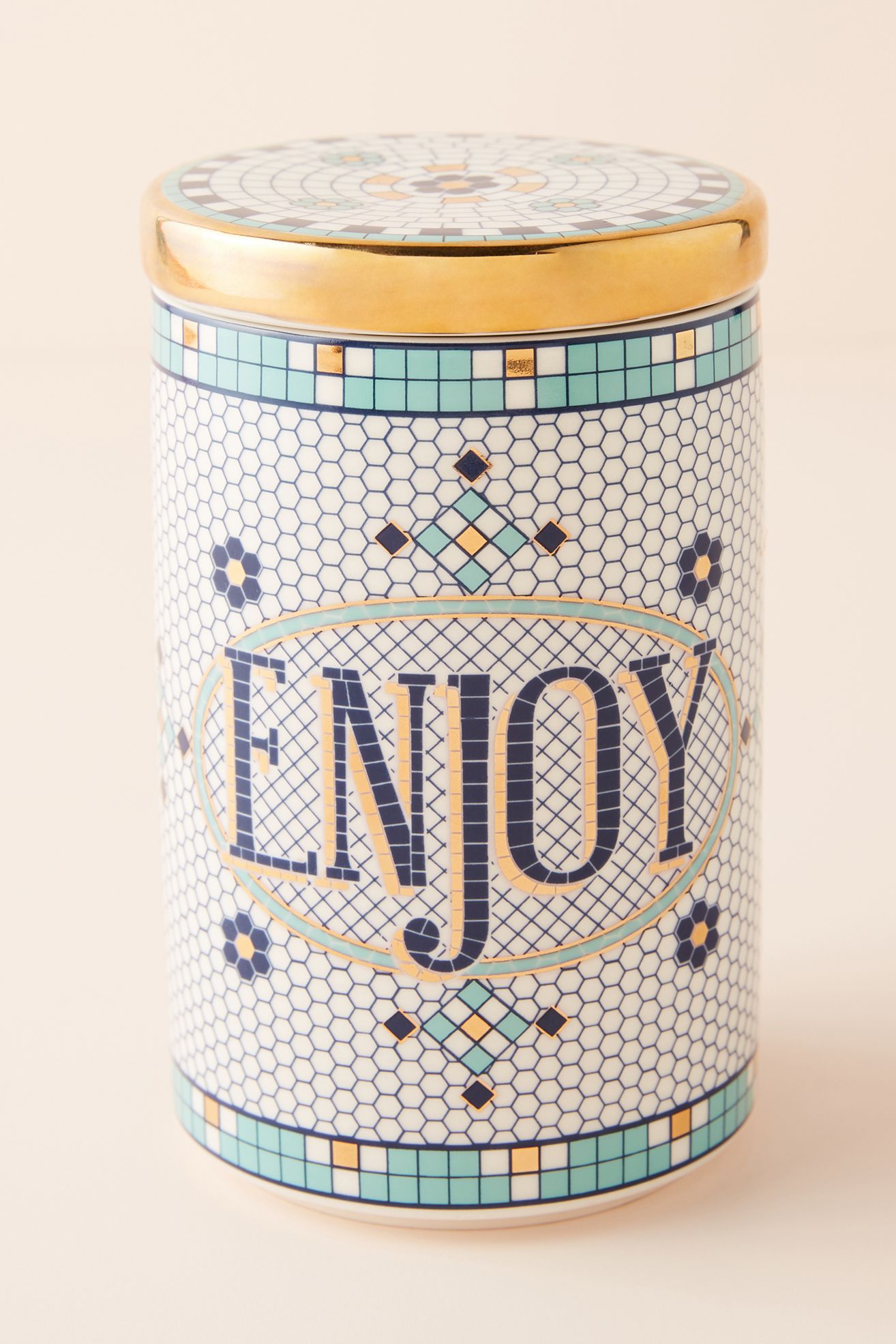 The Bistro Tile Stoneware Canister: Garden Edition - Enjoy, One Size