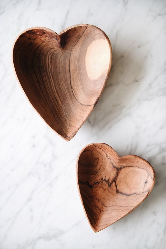 Connected Goods Wild Olive Wood Heart Serving Plates