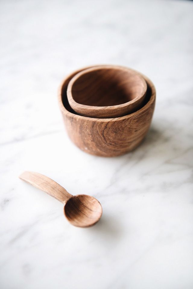 Roan Iris Wild Olive Wood Cream & Sugar Set #2