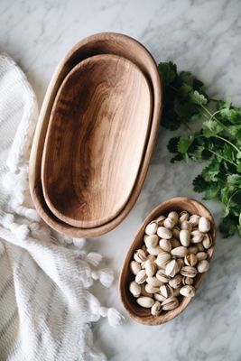 Roan Iris Wild Olive Wood Oval Serving Bowl Set
