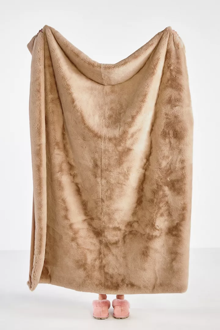 Anthropologie Sophie Faux Fur Throw Blanket