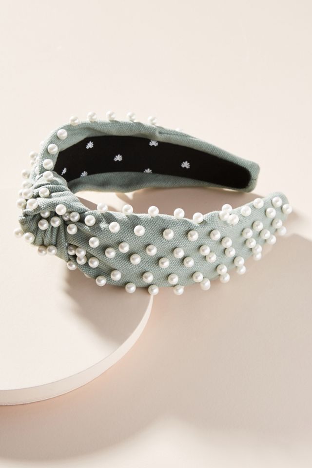 Lele Sadoughi Dove Grey Woven Pearl Headband Lele Sadoughi Dove Grey Beaded Woven Headband Brand New | eBay main image 4