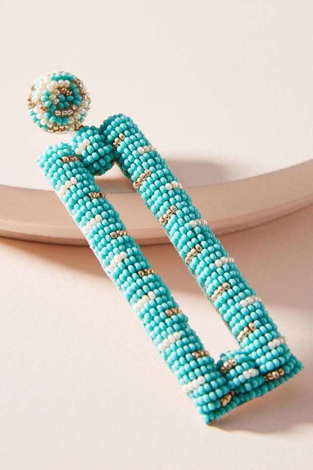 Deepa Beaded Rectangle Drop Earrings #1