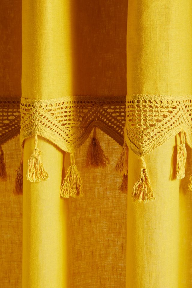 Antioch Cotton Linen Tasseled Shower Curtain #1