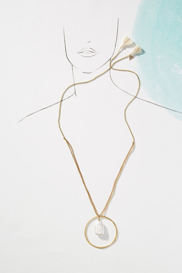 Pearl Hoop Pendant Necklace #2