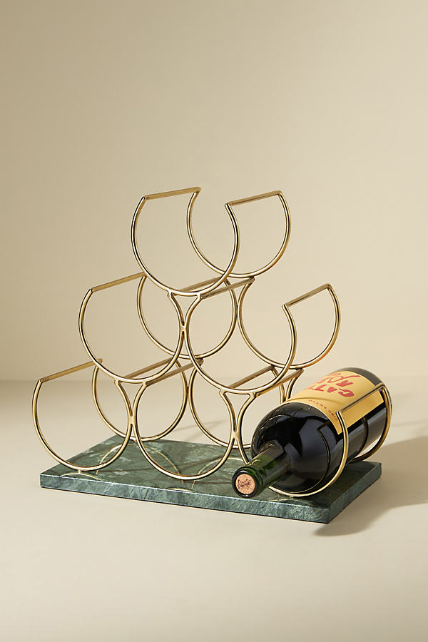Anthropologie Marble Wine Rack In Gold
