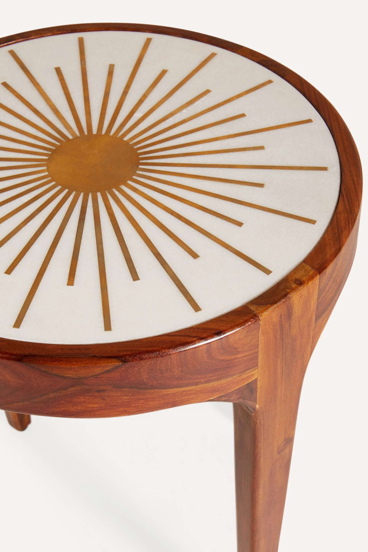 Brass Starburst Round Side Table