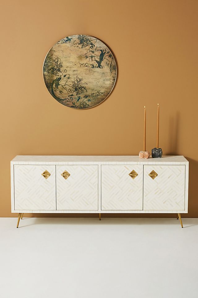 Optical Inlay Media Console Anthropologie, Anthropologie Optical Inlay Dresser