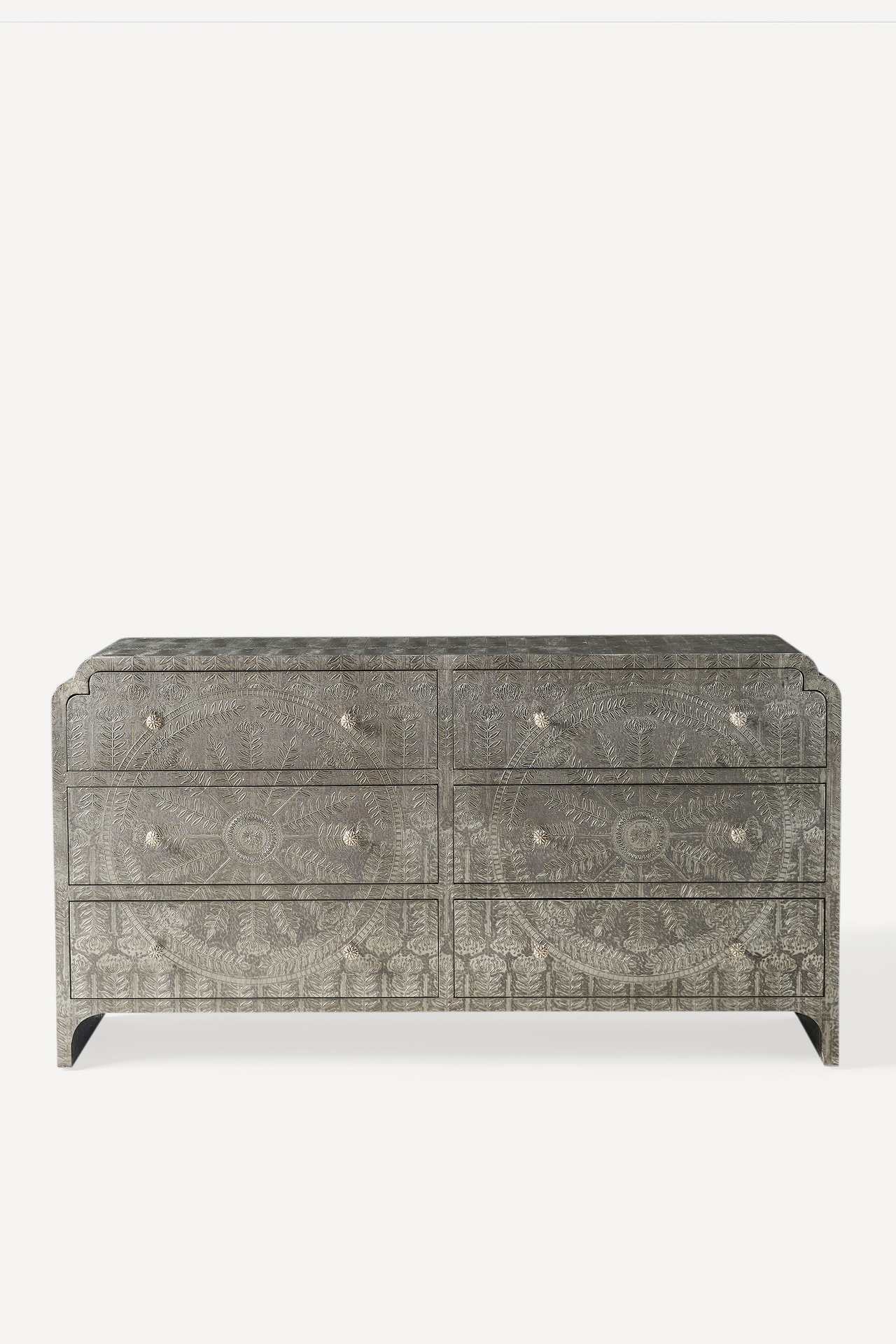 Hand-Embossed Lotus Six-Drawer Dresser