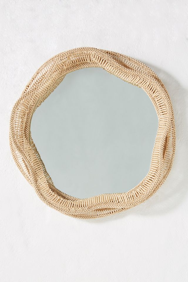 Libby Wooden Beaded Round Mirror #1
